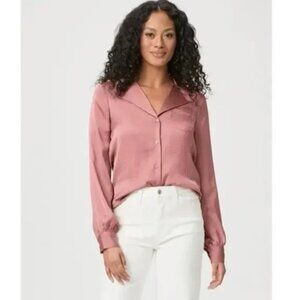 Women’s Paige Capriana Satin Button-Up Shirt in Desert Dusk Size S Small
